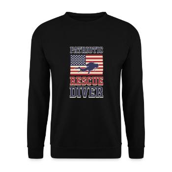 Patriotic rescue diver. Rescue diving - Unisex Sweatshirt - black - Front - Alina (178cm) & Michal (187cm)