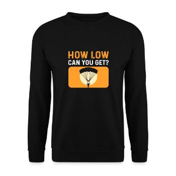 Wie Tief Kann Man Gehen? Für Fallschirmspringer. - Unisex Pullover - Schwarz - Vorne - Alina (178cm) & Michal (187cm)