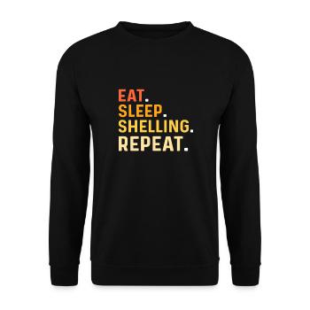Eat Sleep Shelling Repeat. Beachcombing Muscheln - Unisex Pullover - Schwarz - Vorne - Alina (178cm) & Michal (187cm)
