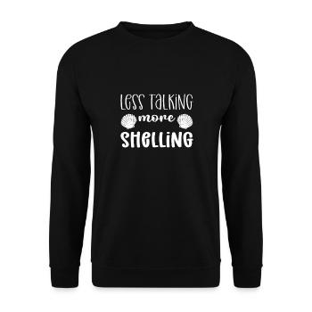 Weniger Reden, Mehr Muscheln Sammeln. - Unisex Pullover - Schwarz - Vorne - Alina (178cm) & Michal (187cm)