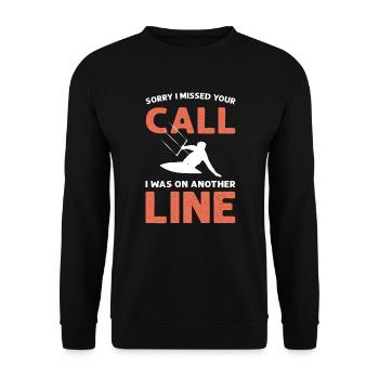 Ich War Auf Einer Anderen Linie. Kitesurfen - Unisex Pullover - Schwarz - Vorne - Alina (178cm) & Michal (187cm)