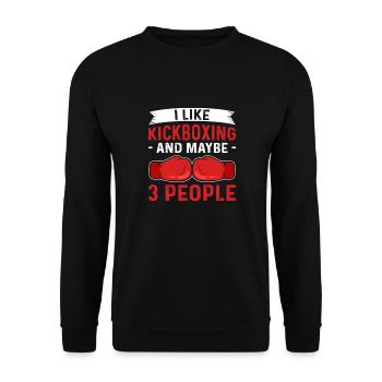 J’aime le kickboxing et peut-être 3 personnes. - Sweat-shirt Unisexe - noir - Devant - Alina (178cm) & Michal (187cm)