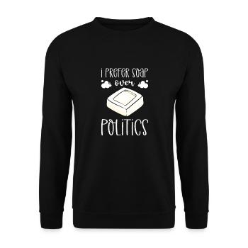 I prefer soap to politics. Soap production - Unisex Sweatshirt - black - Front - Alina (178cm) & Michal (187cm)