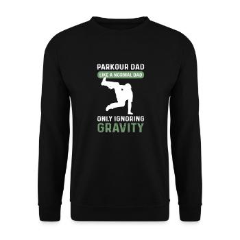 Papa parkour. Parcours père. Courir librement. Parkour - Sweat-shirt Unisexe - noir - Devant - Alina (178cm) & Michal (187cm)