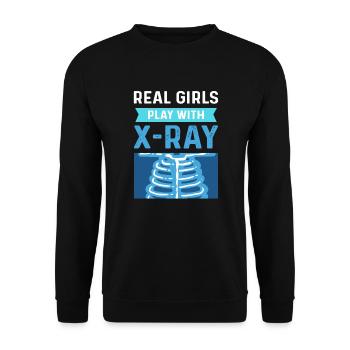 De vraies filles qui jouent avec les rayons X. - Sweat-shirt Unisexe - noir - Devant - Alina (178cm) & Michal (187cm)