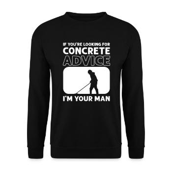 Conseils sur le béton. Maçons en ciment. Pavés en béton - Sweat-shirt Unisexe - noir - Devant - Alina (178cm) & Michal (187cm)