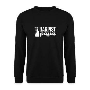 Harfenist Papa. Harfenist Dad. Harfenspieler - Unisex Pullover - Schwarz - Vorne - Alina (178cm) & Michal (187cm)