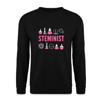 Steminist. Frauen In Der Wissenschaft. Steminist - Unisex Pullover - Schwarz - Vorne - Alina (178cm) & Michal (187cm)