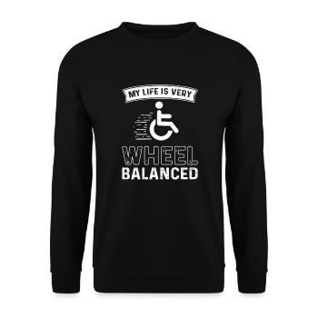 Mein Leben Ist Rollstuhlgerecht. Rollstuhl - Unisex Pullover - Schwarz - Vorne - Alina (178cm) & Michal (187cm)