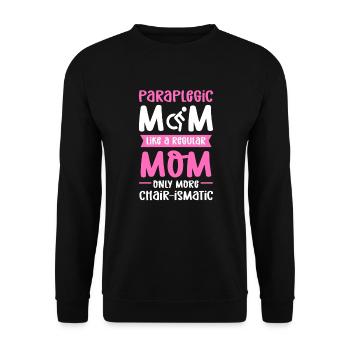 Querschnittsgelähmte Mutter. Rollstuhl Handicap - Unisex Pullover - Schwarz - Vorne - Alina (178cm) & Michal (187cm)