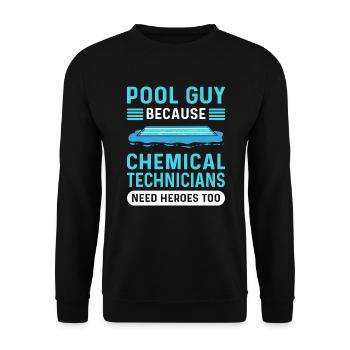 Pool maintenance repair guy. Pool cleaner. Pool - Unisex Sweatshirt - black - Front - Alina (178cm) & Michal (187cm)