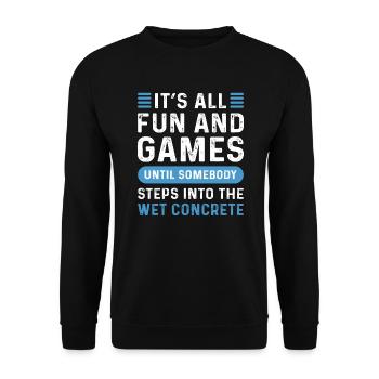 Mortier de ciment. Bétonnière. Pavés en béton - Sweat-shirt Unisexe - noir - Devant - Alina (178cm) & Michal (187cm)