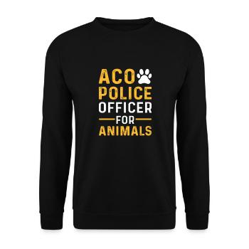 Aco. Pawlice Officer Für Tiere. - Unisex Pullover - Schwarz - Vorne - Alina (178cm) & Michal (187cm)