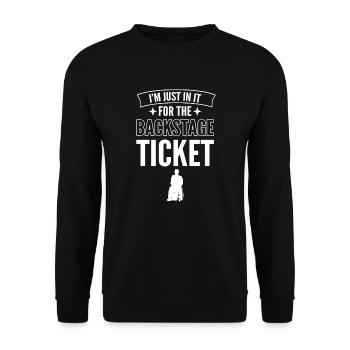 Nur Wegen Des Backstage-tickets. Rollstuhlfahrer - Unisex Pullover - Schwarz - Vorne - Alina (178cm) & Michal (187cm)