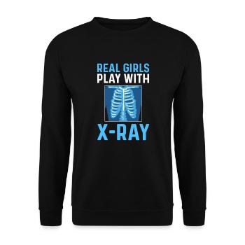 Les vraies filles jouent avec les rayons X. - Sweat-shirt Unisexe - noir - Devant - Alina (178cm) & Michal (187cm)