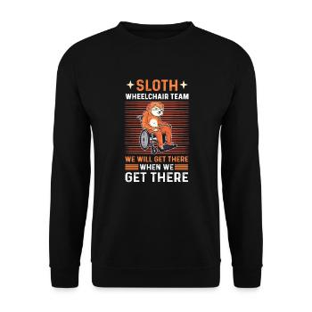 Faultier-rollstuhl-team. Rollstuhl Handicap - Unisex Pullover - Schwarz - Vorne - Alina (178cm) & Michal (187cm)