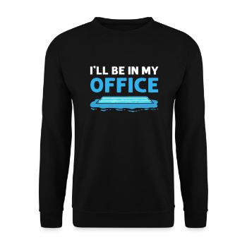 Je serai dans mon bureau. Nettoyeur de piscine. - Sweat-shirt Unisexe - noir - Devant - Alina (178cm) & Michal (187cm)