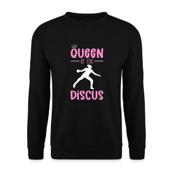 Queen of the discus. Discus thrower. Discus throwing - Unisex Sweatshirt - black - Front - Alina (178cm) & Michal (187cm)