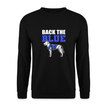 Back The Blue. Hundeführer. Polizeibeamter - Unisex Pullover - Schwarz - Vorne - Alina (178cm) & Michal (187cm)