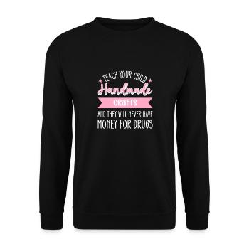 Bringen Sie Ihrem Kind Handwerkliche Fertigkeiten - Unisex Pullover - Schwarz - Vorne - Alina (178cm) & Michal (187cm)