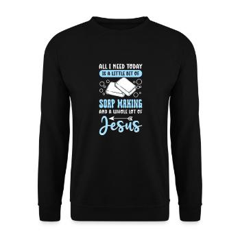 Jesus Und Die Seifenherstellung. Verseifung. - Unisex Pullover - Schwarz - Vorne - Alina (178cm) & Michal (187cm)