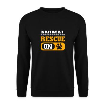 Tierrettungsmodus Ein. Aco Tierrettung - Unisex Pullover - Schwarz - Vorne - Alina (178cm) & Michal (187cm)