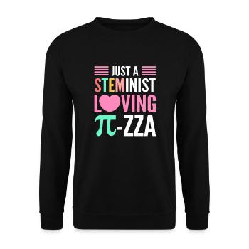 Nur Eine Steminist Liebende Pi-zza. Steminist - Unisex Pullover - Schwarz - Vorne - Alina (178cm) & Michal (187cm)
