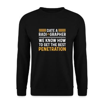 Date A X-ray assistant. X-ray technician. - Unisex Sweatshirt - black - Front - Alina (178cm) & Michal (187cm)