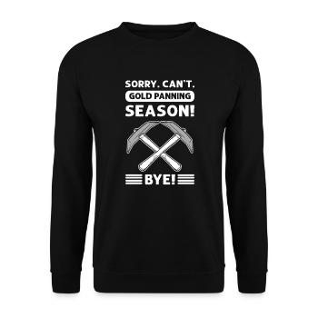 Entschuldigung. Goldwaschen Saison. Goldwaschen. - Unisex Pullover - Schwarz - Vorne - Alina (178cm) & Michal (187cm)