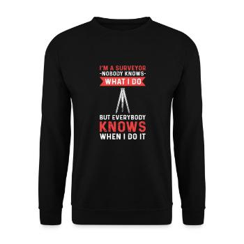 Ich Bin Ein Vermesser. Kartograph. - Unisex Pullover - Schwarz - Vorne - Alina (178cm) & Michal (187cm)