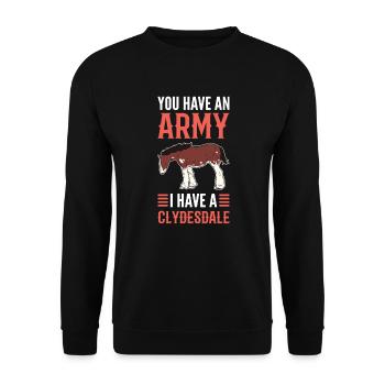 Sie Haben Eine Armee. Ich Habe Einen Clydesdale. - Unisex Pullover - Schwarz - Vorne - Alina (178cm) & Michal (187cm)