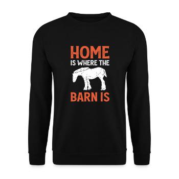 Zuhause Ist, Wo Die Scheune Ist Schottisches - Unisex Pullover - Schwarz - Vorne - Alina (178cm) & Michal (187cm)
