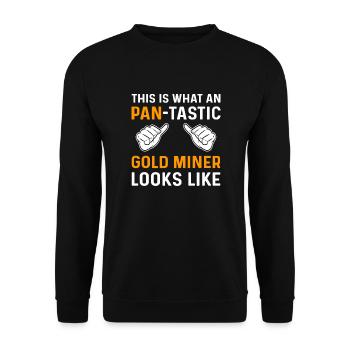 A pan-tastic prospector. Gold panning. - Unisex Sweatshirt - black - Front - Alina (178cm) & Michal (187cm)