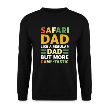 Safari-vater. Mehr Camp-tastic. - Unisex Pullover - Schwarz - Vorne - Alina (178cm) & Michal (187cm)