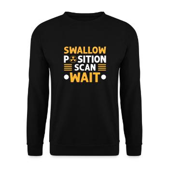 Schlucken Position Scannen Warten. - Unisex Pullover - Schwarz - Vorne - Alina (178cm) & Michal (187cm)
