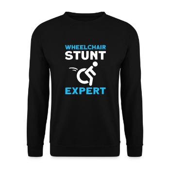 Rollstuhl-stunt-experte. Rollstuhl Handicap - Unisex Pullover - Schwarz - Vorne - Alina (178cm) & Michal (187cm)