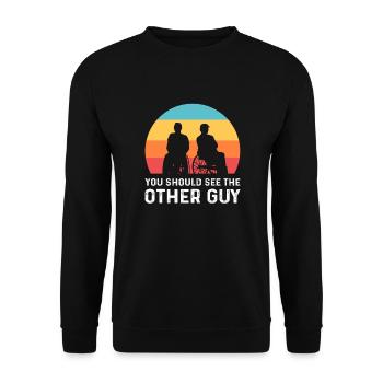 Sie Sollten Den Anderen Kerl Sehen. Rollstuhl - Unisex Pullover - Schwarz - Vorne - Alina (178cm) & Michal (187cm)