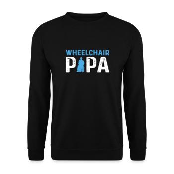 Rollstuhl-papa. Rollstuhl Papa Handicap - Unisex Pullover - Schwarz - Vorne - Alina (178cm) & Michal (187cm)