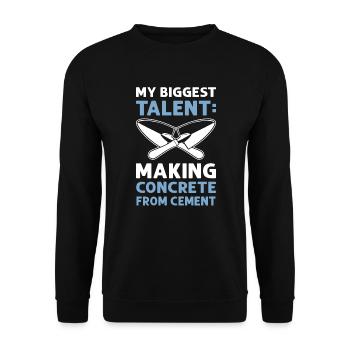 Production of concrete from cement. Cement masons. - Unisex Sweatshirt - black - Front - Alina (178cm) & Michal (187cm)