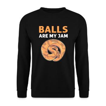 Balls are my jam. Banana ball python - Unisex Sweatshirt - black - Front - Alina (178cm) & Michal (187cm)