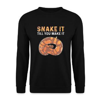 Queue until you make it. Royal Python - Unisex Sweatshirt - black - Front - Alina (178cm) & Michal (187cm)
