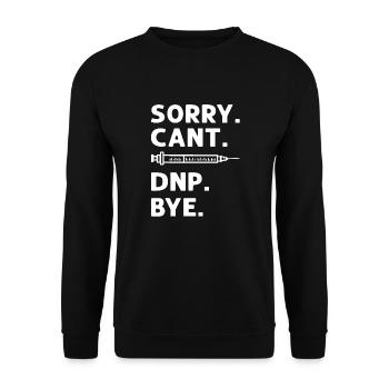 Sorry. Geht Nicht. Dnp. Tschüss. Dnp - Unisex Pullover - Schwarz - Vorne - Alina (178cm) & Michal (187cm)