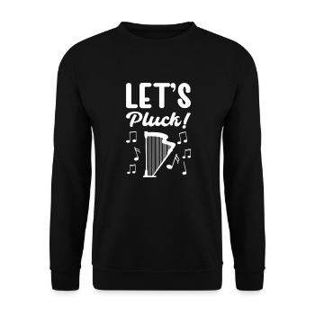 Lasst Uns Zupfen! Harfe Musikerin. Harfenistin - Unisex Pullover - Schwarz - Vorne - Alina (178cm) & Michal (187cm)