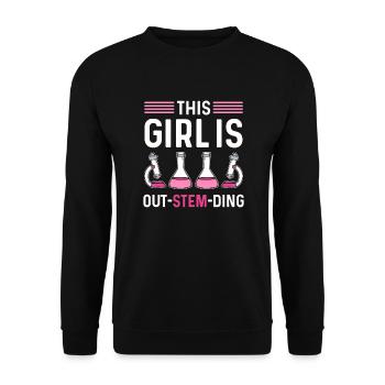 Dieses Mädchen Ist Out-stem-ding. Steminist - Unisex Pullover - Schwarz - Vorne - Alina (178cm) & Michal (187cm)