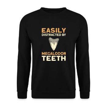 Easily distracted by megalodon teeth. - Unisex Sweatshirt - black - Front - Alina (178cm) & Michal (187cm)