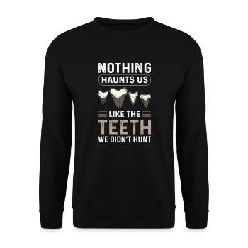 Megalodon tooth hunting. Shark Tooth Fossil Tooth - Unisex Sweatshirt - black - Front - Alina (178cm) & Michal (187cm)