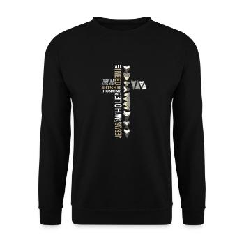 Jesus and the fossil hunt. Megalodon - Unisex Sweatshirt - black - Front - Alina (178cm) & Michal (187cm)
