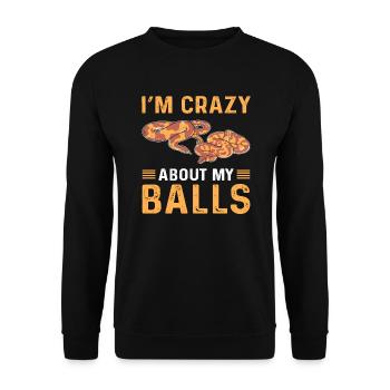 I Am Crazy About My Eggs. Royal - Unisex Sweatshirt - black - Front - Alina (178cm) & Michal (187cm)