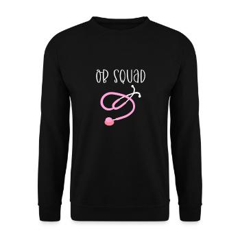 Ob Squad. Geburtshilfliche Krankenschwester Und - Unisex Pullover - Schwarz - Vorne - Alina (178cm) & Michal (187cm)
