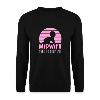 Hebamme, Die Helfen Kann. Krankenschwester Für - Unisex Pullover - Schwarz - Vorne - Alina (178cm) & Michal (187cm)